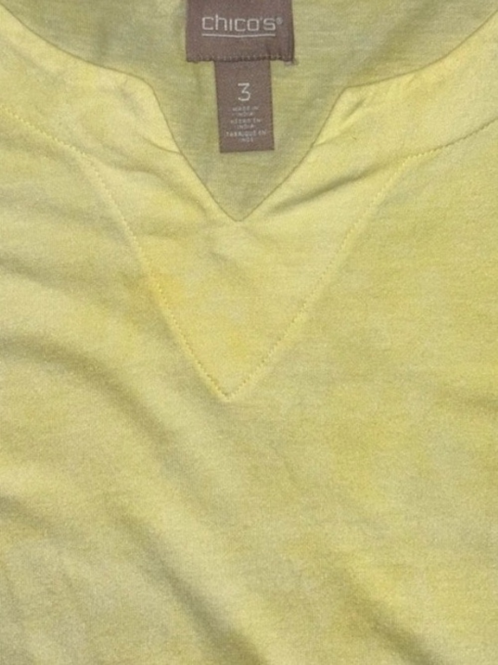 Chico's subtle Tie Dye Lemon Short Sleeve Basic Tee Soft Cotton/Modal blend - Picture 6 of 10